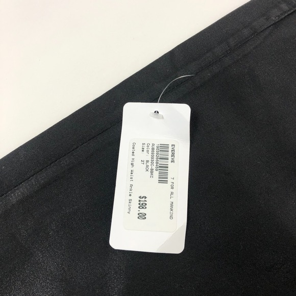 $198 7 For All Mankind High Waist Ankle Skinny Size 27 Coated Faux Leather Waxed - Picture 4 of 12